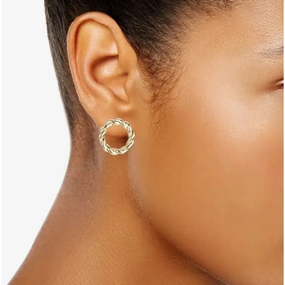 Anthropologie Twist Circle Button Earrings - Picture 2 of 2